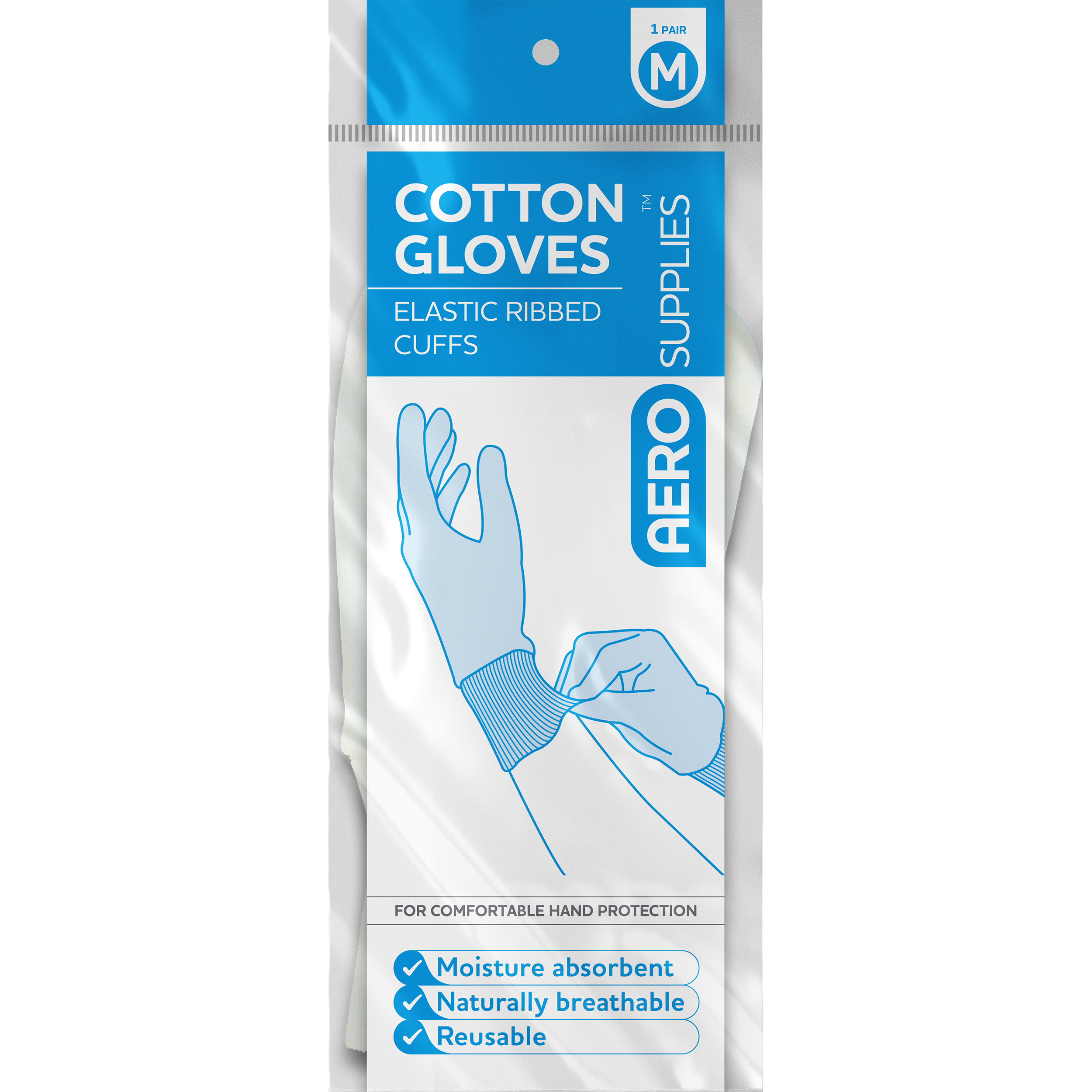 AeroSupplies Medium Cotton Gloves Pair