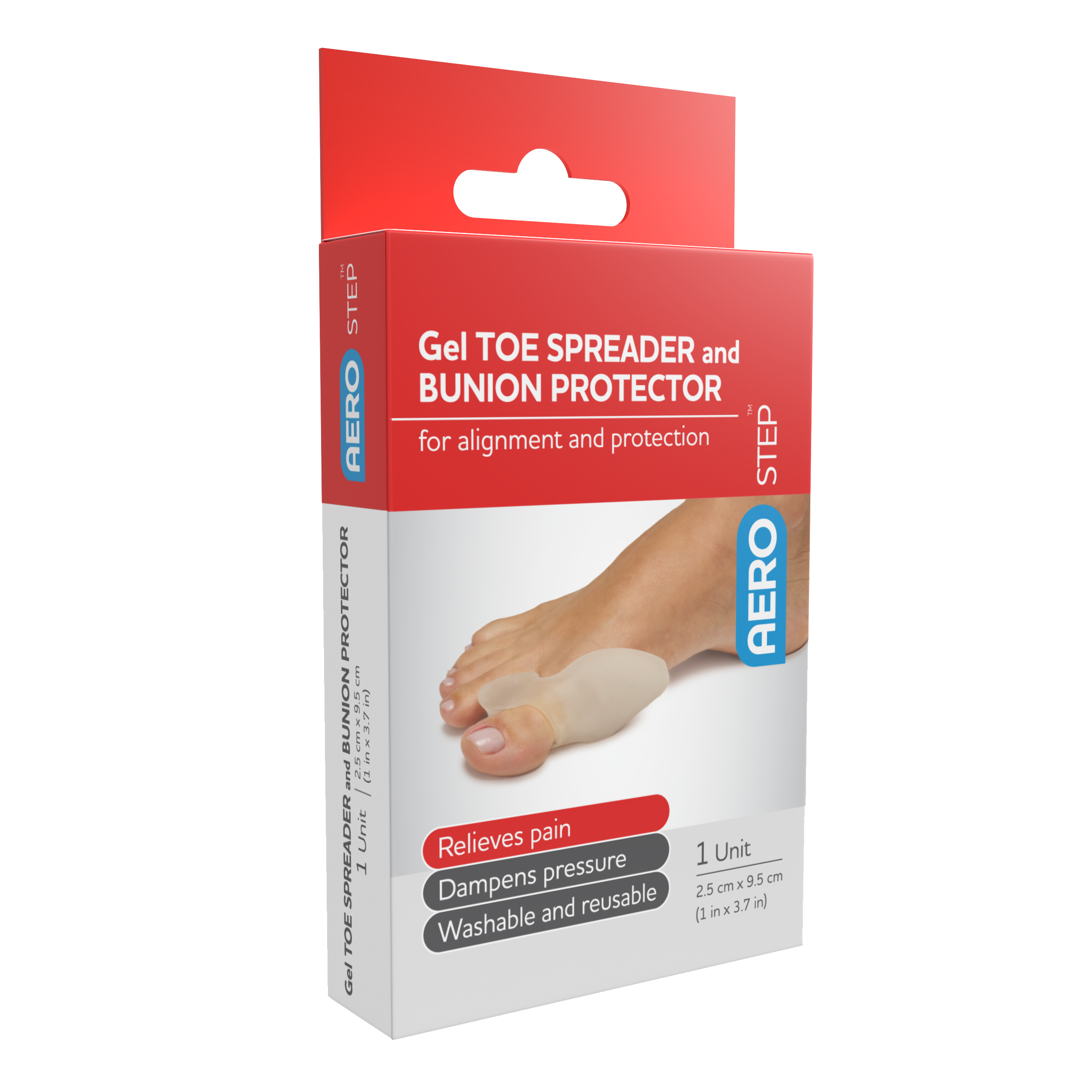 AeroStep™ Gel Toe Spreader and Bunion Protector 1pk