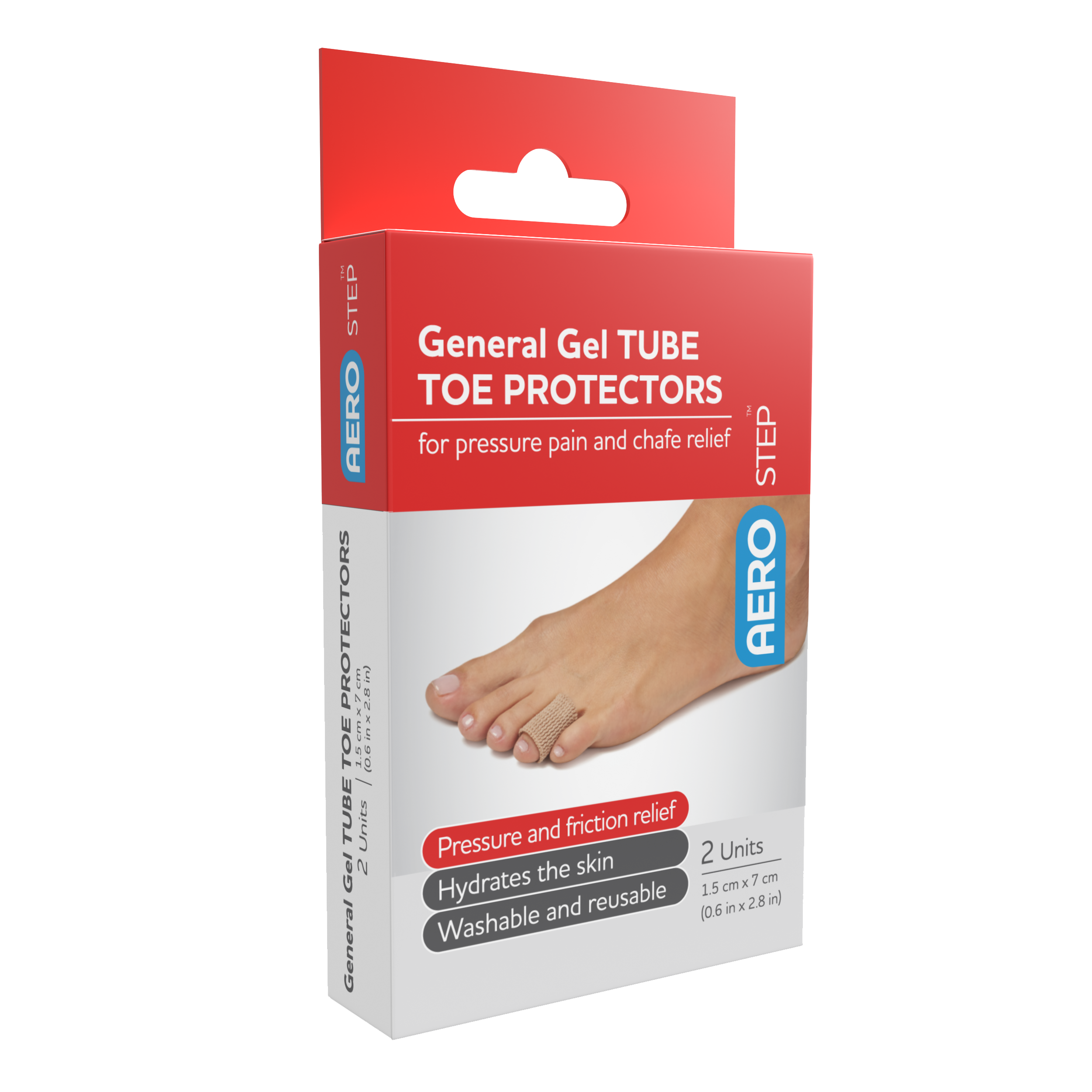 AEROSTEP™ Elastic Fabric Gel Toe Tube 1.5 x 7cm box/2 Box/2