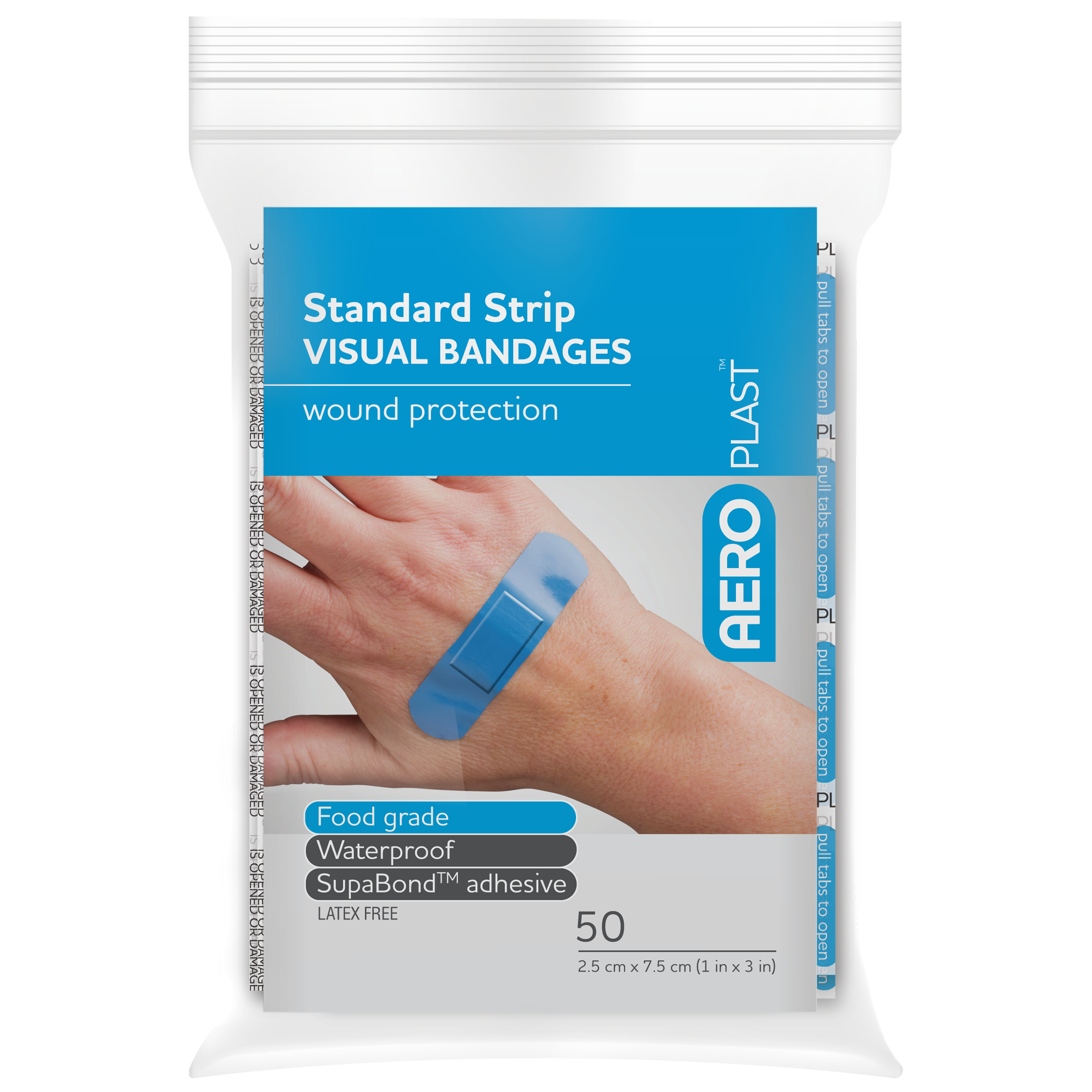 AEROPLAST Premium Visual Strip 7.5 x 2.5cm Bag/50