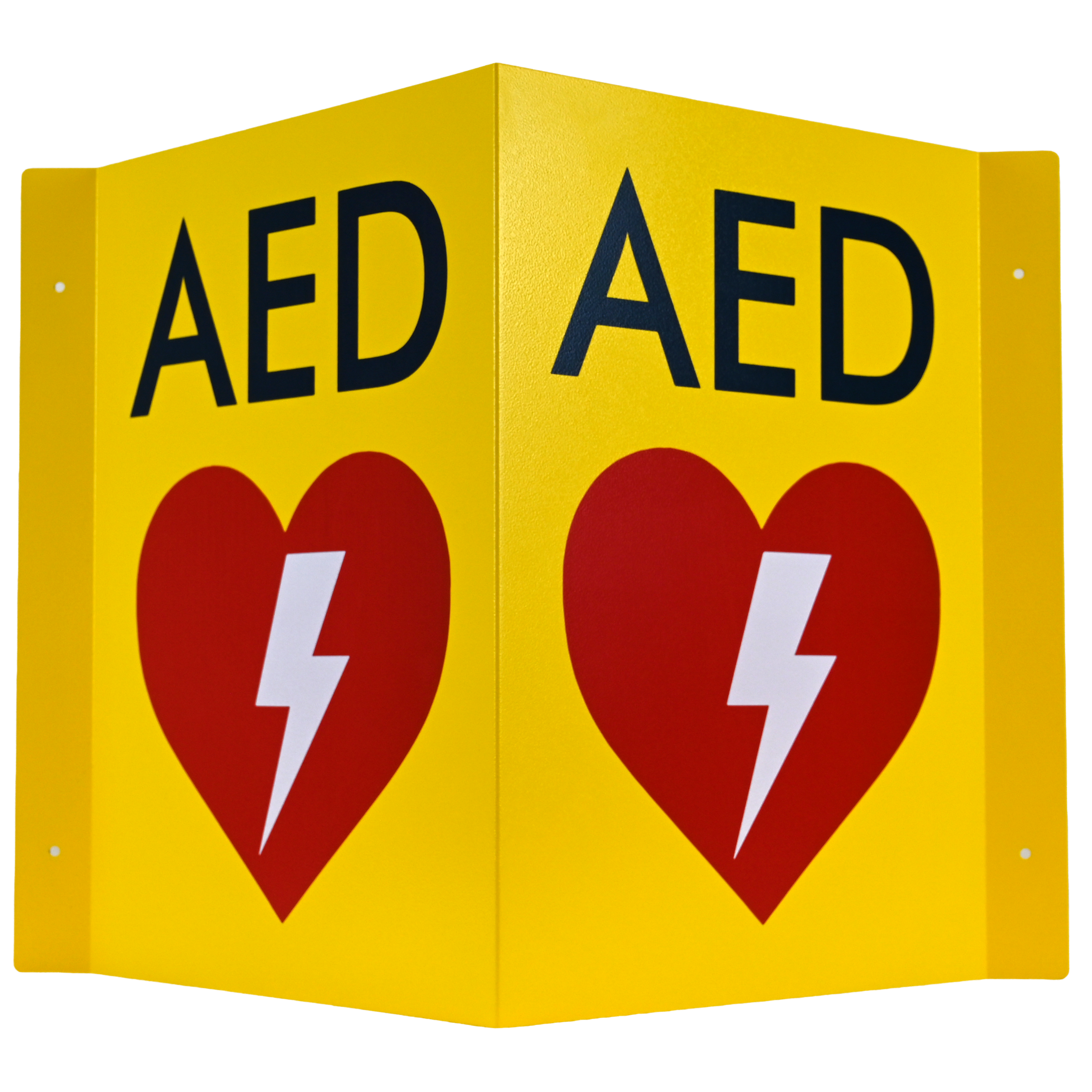 CARDIACT Metal Yellow AED Angle Bracket Sign - Large