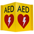 CARDIACT Metal Yellow AED Angle Bracket Sign - Large