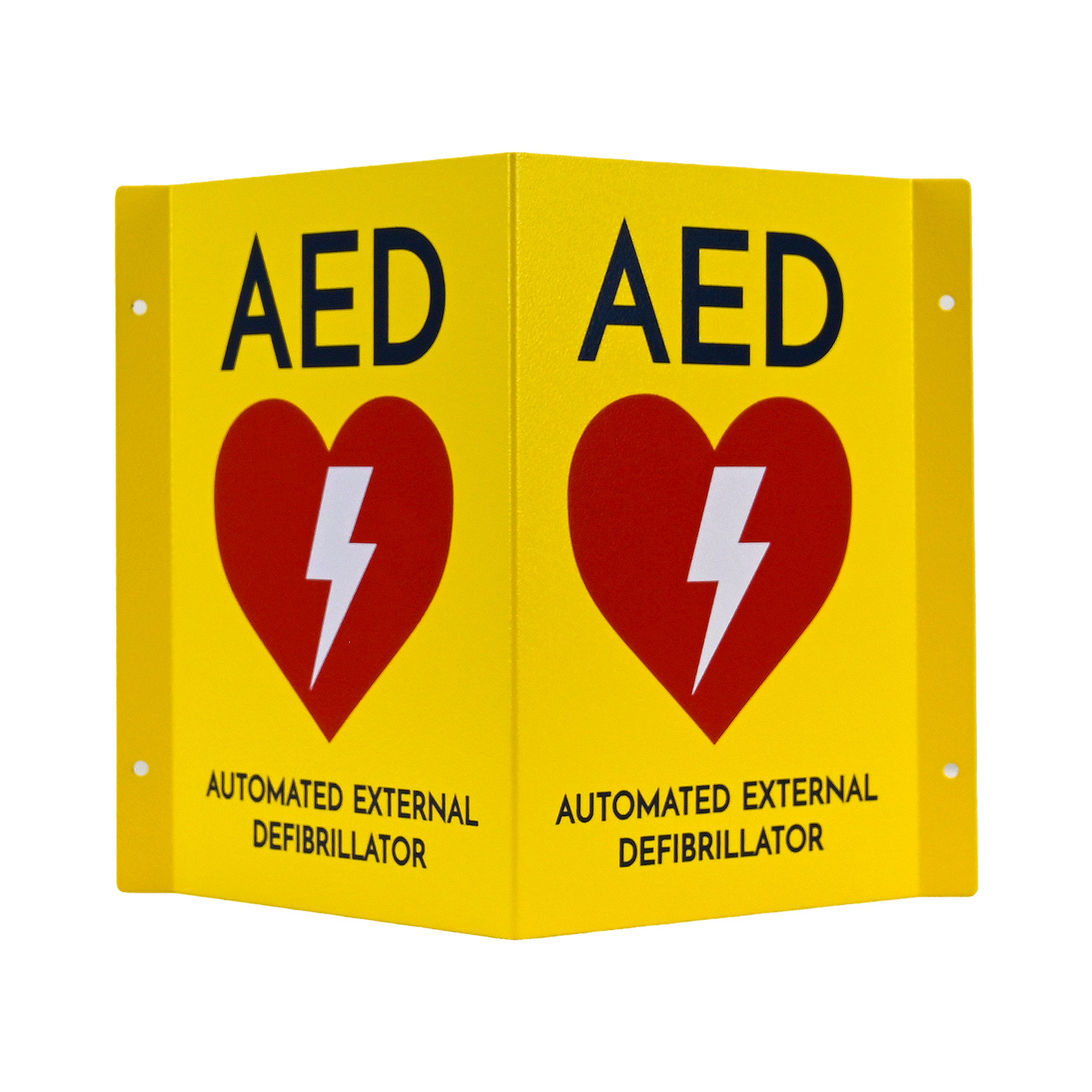 CARDIACT Metal Yellow AED Angle Bracket Sign