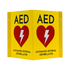 CARDIACT Metal Yellow AED Angle Bracket Sign