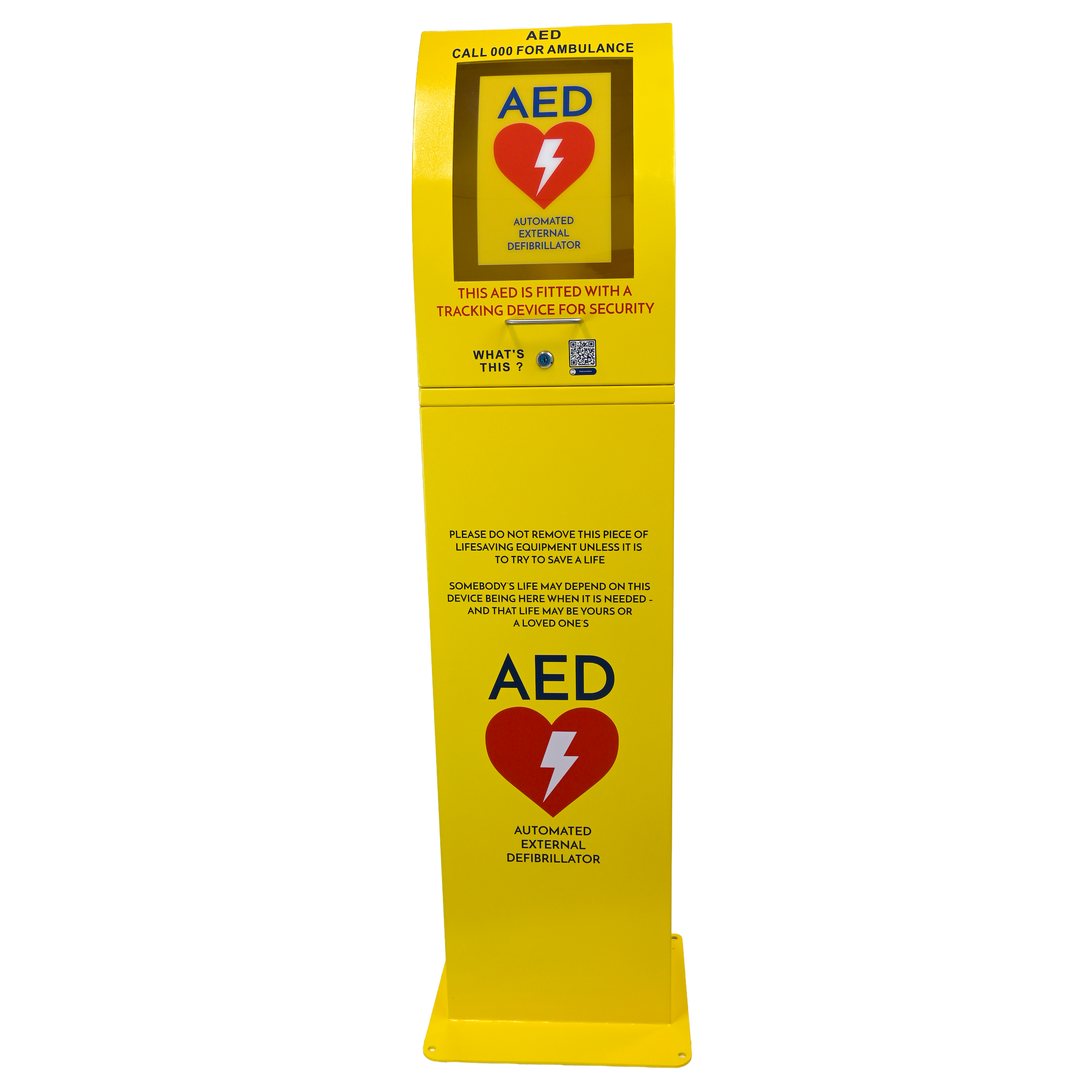 CARDIACT Yellow Floor Mount AED Cabinet 30 x 40 x 160 cm