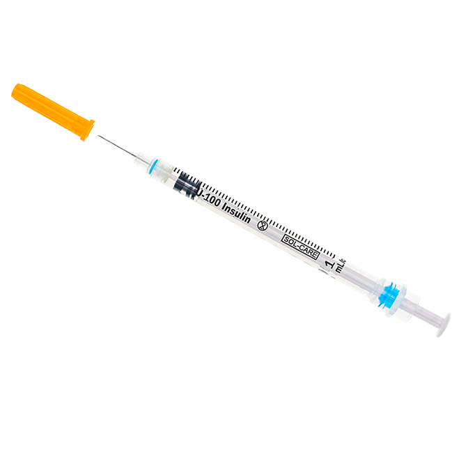 Insulin Syringe with Retractable Safety Needle, Box of 100