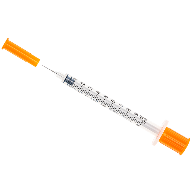 Insulin Syringe with Fixed Needle, Box of 100 - 29G x 8mm