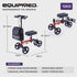 Equipmed Knee Scooter Walker, Dual Brakes - Bag - Broken Leg Ankle Foot Mobility - Crutches Alternative - Red