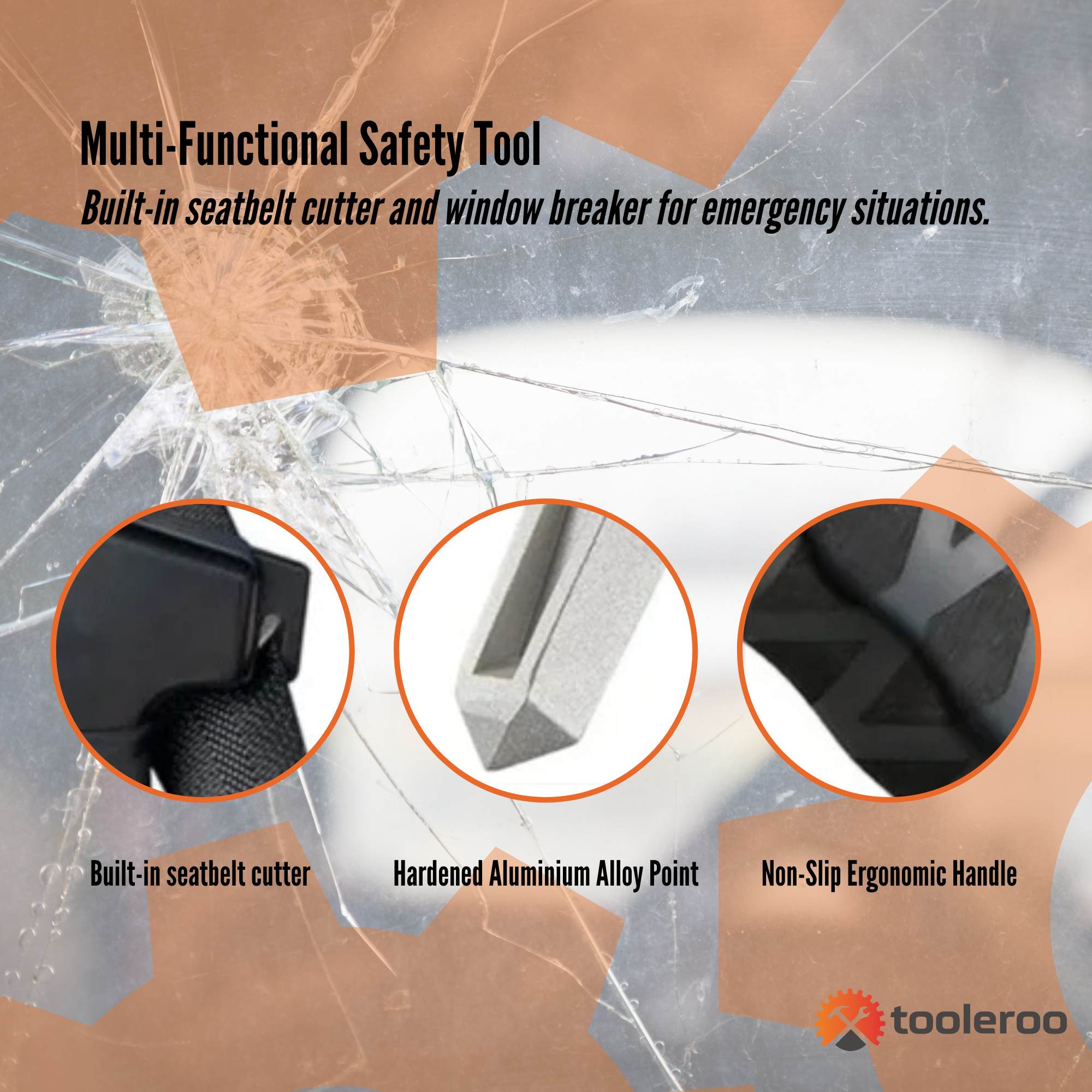 Tooleroo Car Cane Handle 3-in-1 Handy Grip - Lightweight Portable Mobility Tool