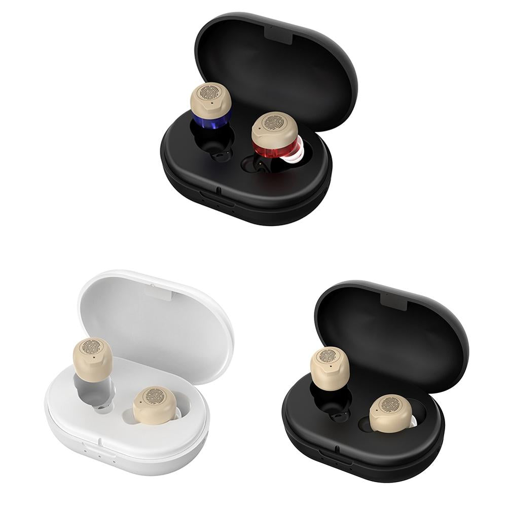 Wireless Magnetic Hearing Aid Elderly Sound Amplifier - Skin-Colour + Black