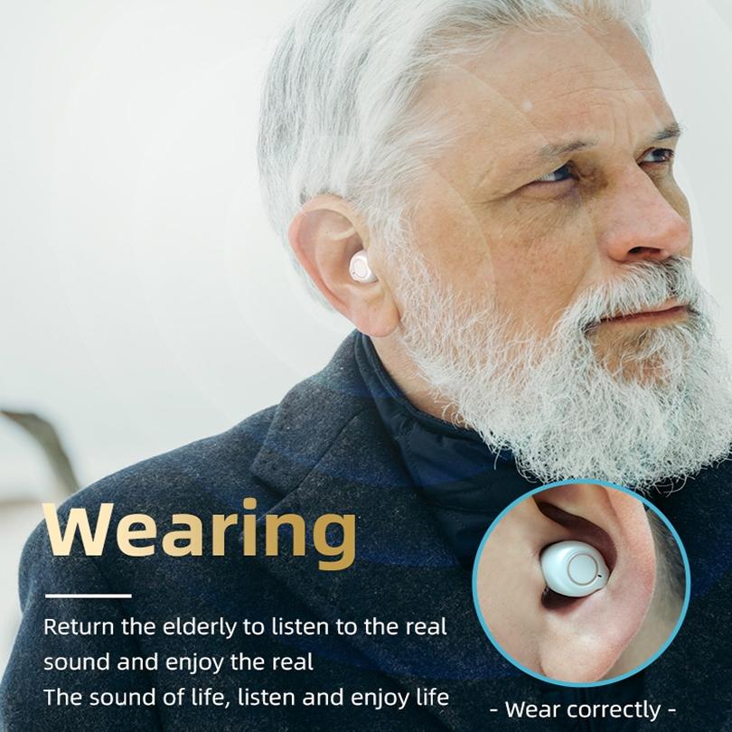 Wireless Magnetic Hearing Aid Elderly Sound Amplifier - Skin-Colour + Black