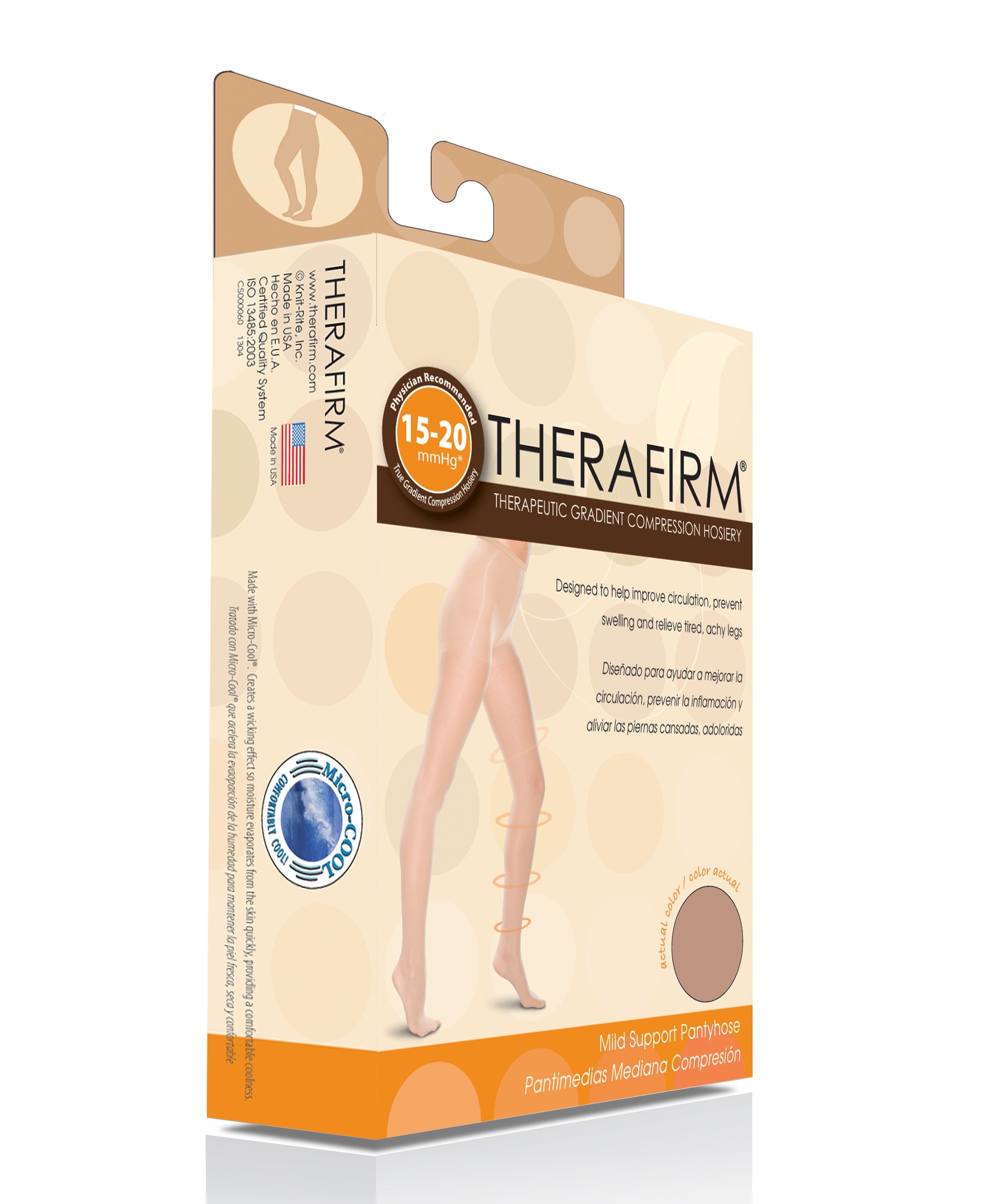 Therafirm Unisex Pantyhose Mild Support 15-20mmHg Sand Medium
