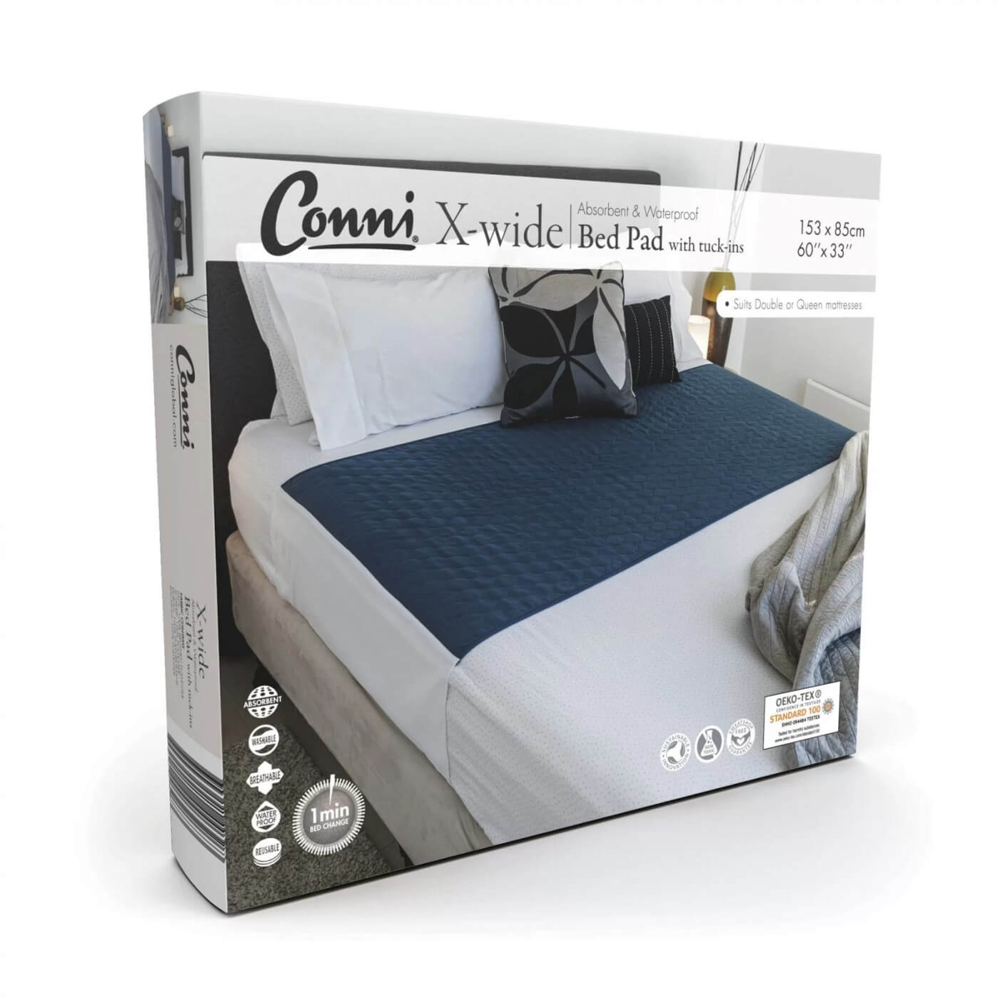 Conni Bed Pad X-Wide Tuck-Ins (Teal)