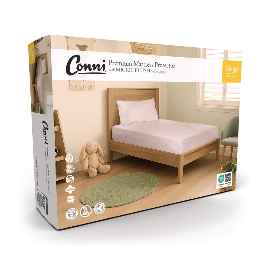 Conni Micro-Plush - Single Waterproof Fitted Sheet - White
