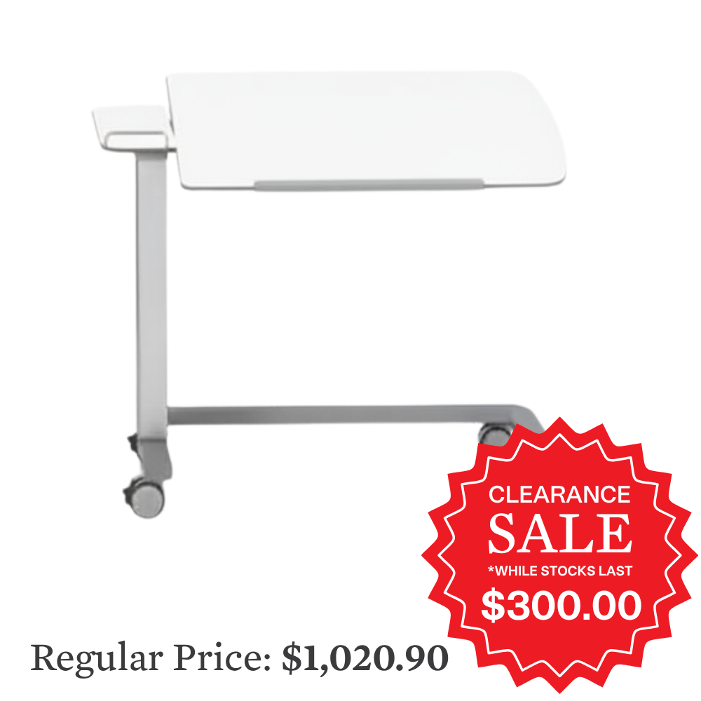 Litavo Overbed Table, Two Piece top White