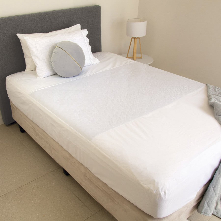 Conni Fitted Bed Pad Sheet - Double - White