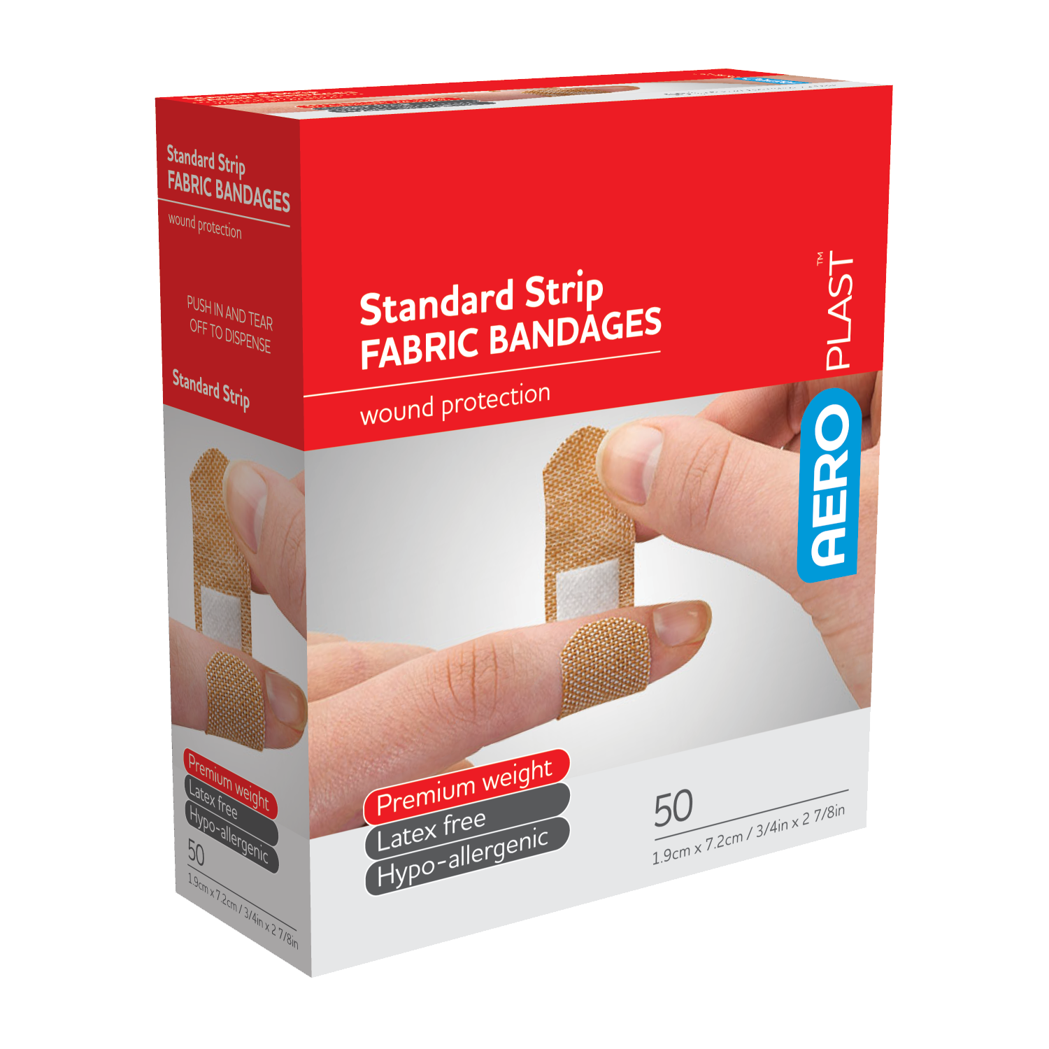 AEROPLAST Premium Fabric Standard Strip 7.2 x 1.9cm Box/50