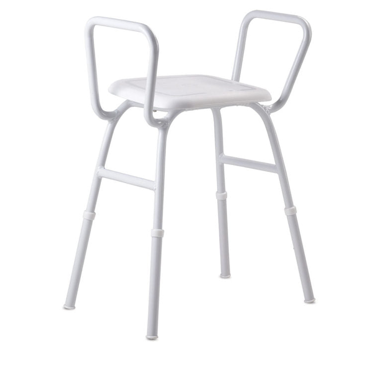 Shower Stool with Arms - Aluminium