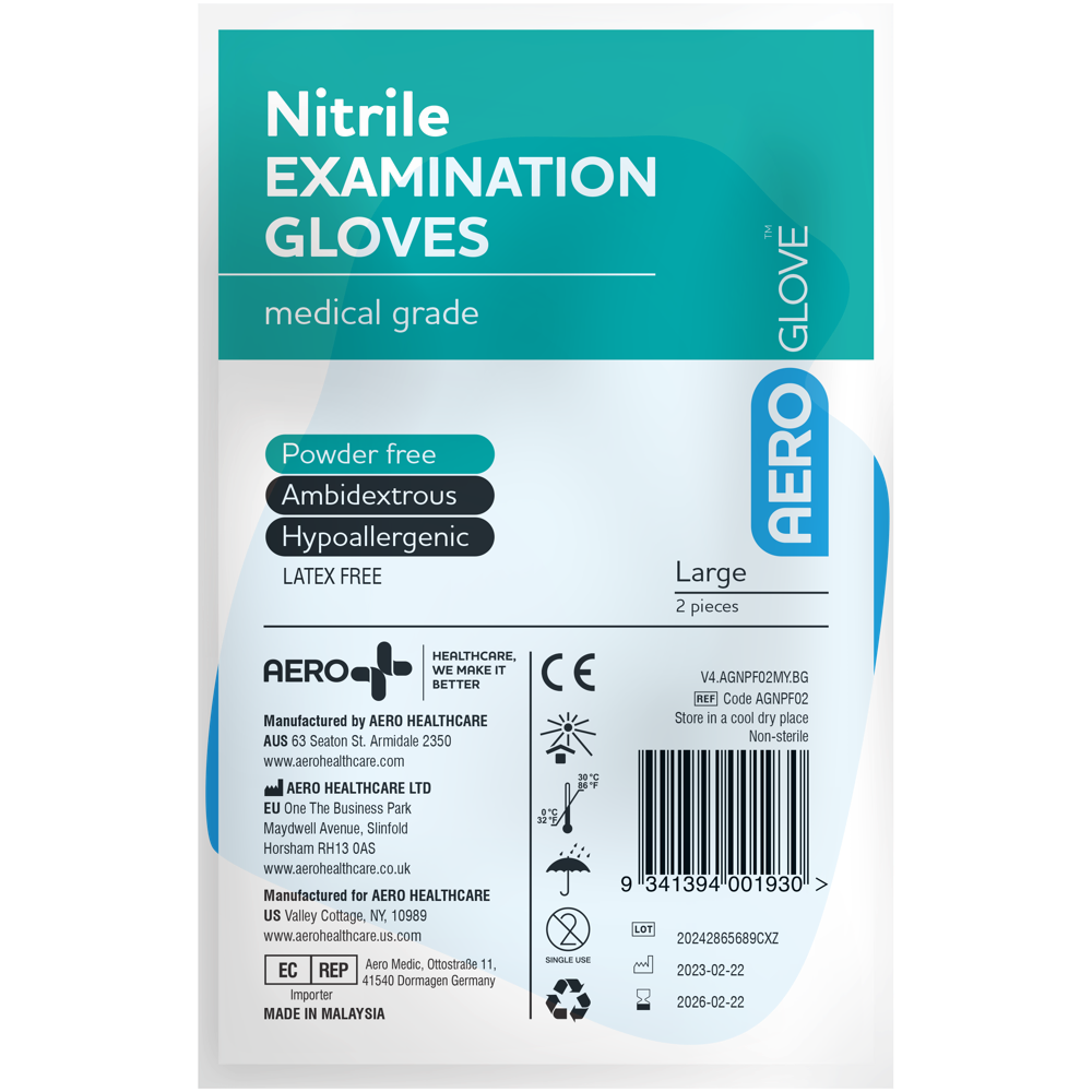AEROGLOVE Large Nitrile Powder-Free Gloves Bag/2