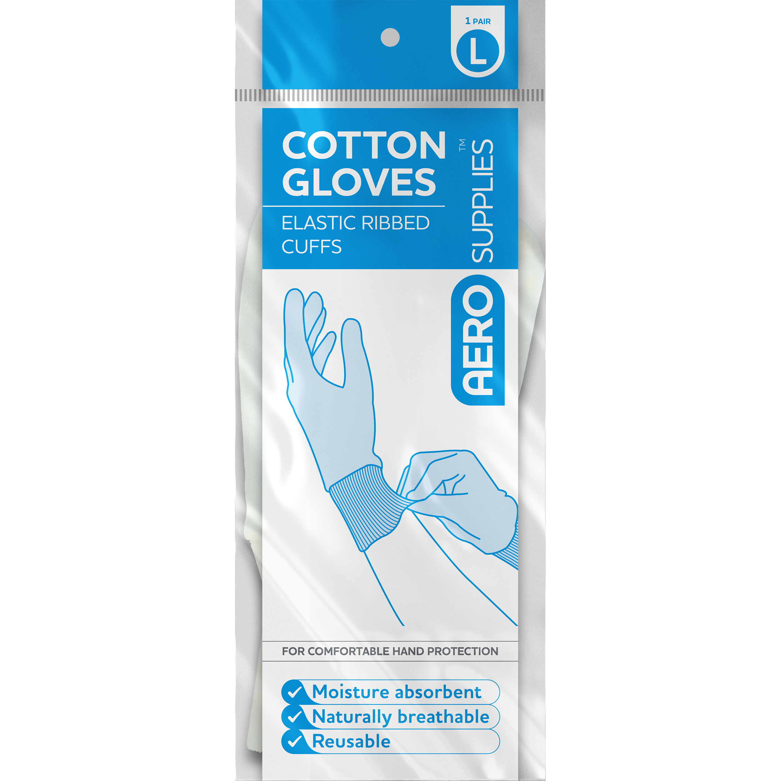 AeroSupplies Large Cotton Gloves Pair