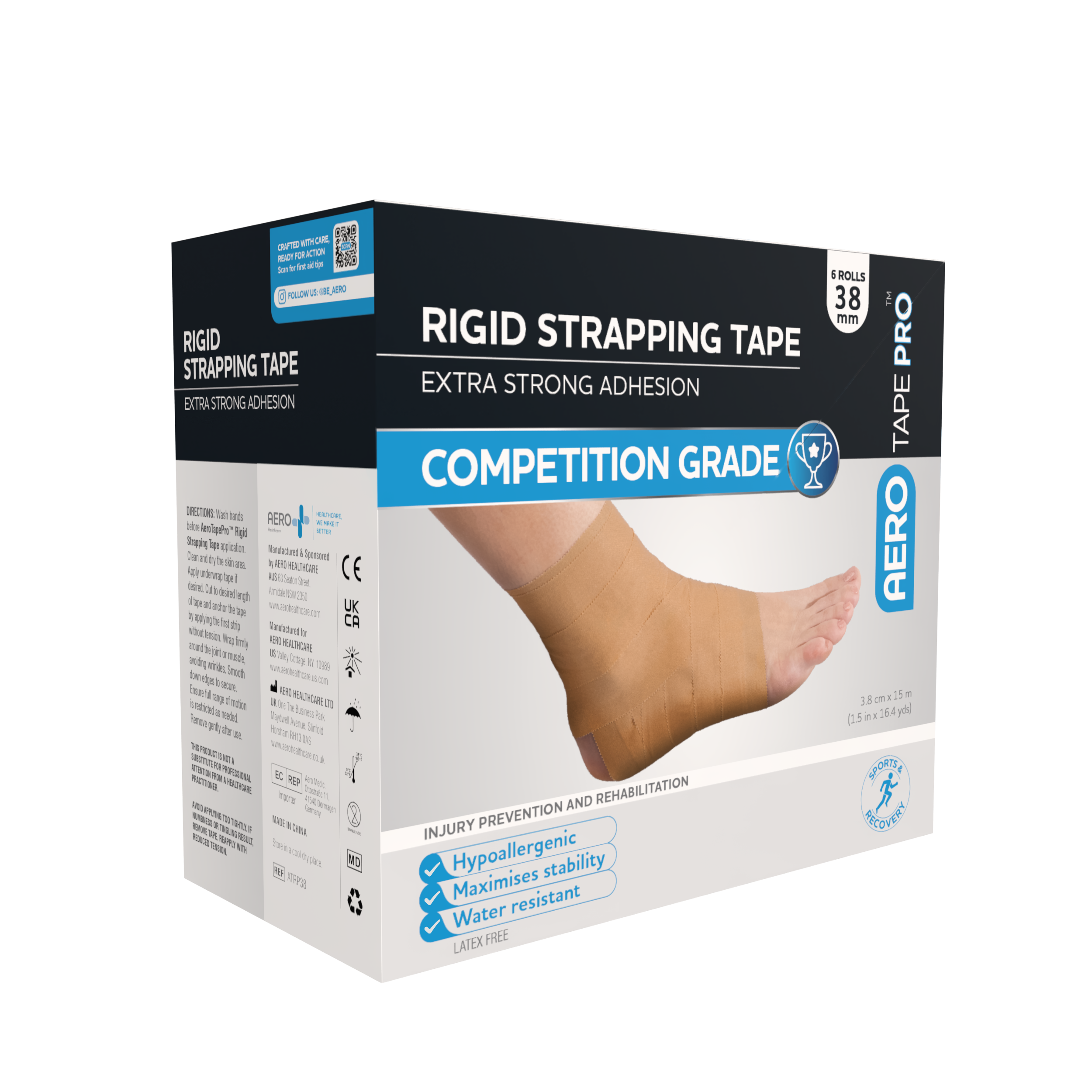 AEROTAPE Rigid Pro Strapping Tape 3.8cm x 15m Box/6
