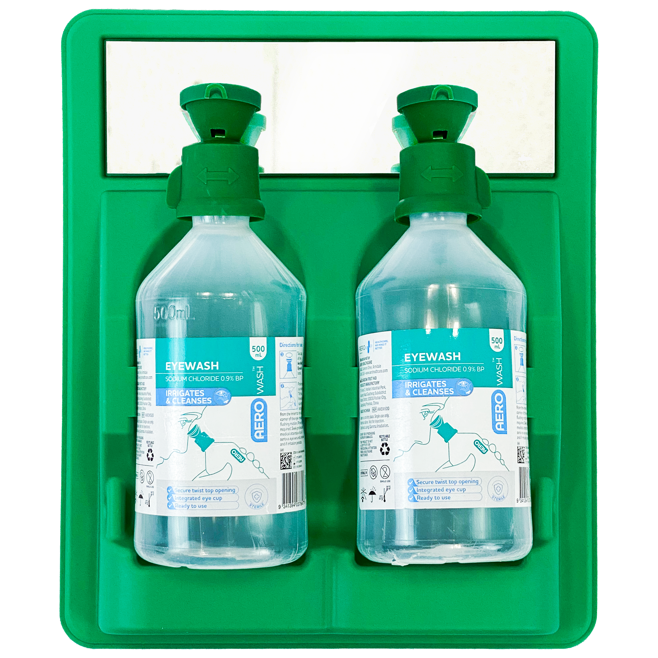 AEROWASH Eyewash Station (2x 500mL bottles)