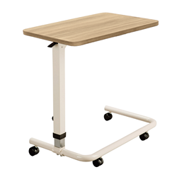 Table: Overbed: Spring Assist: Non Tilt Top - Cream Frame - Lindberg Oak Top