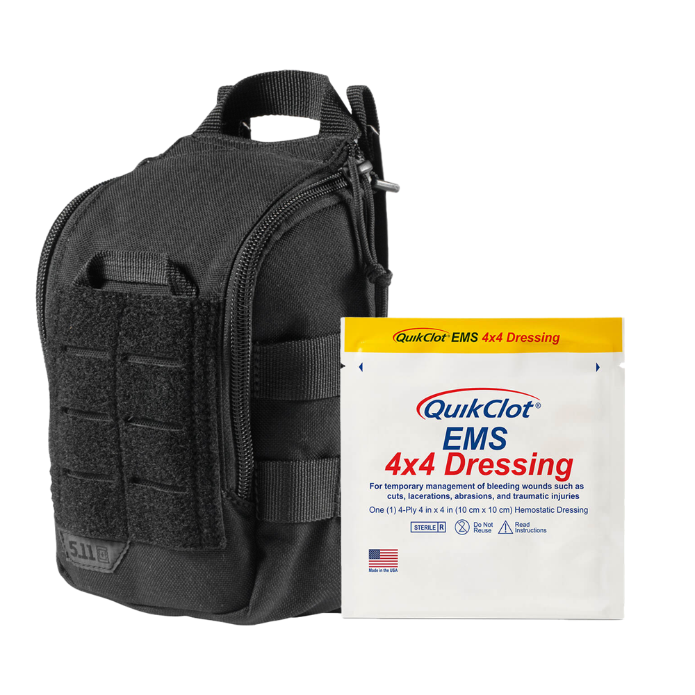 RAPIDSTOP Medium Bleed Control with QUIKCLOT EMS Dressing- Tactical 13 x 18 x 8cm