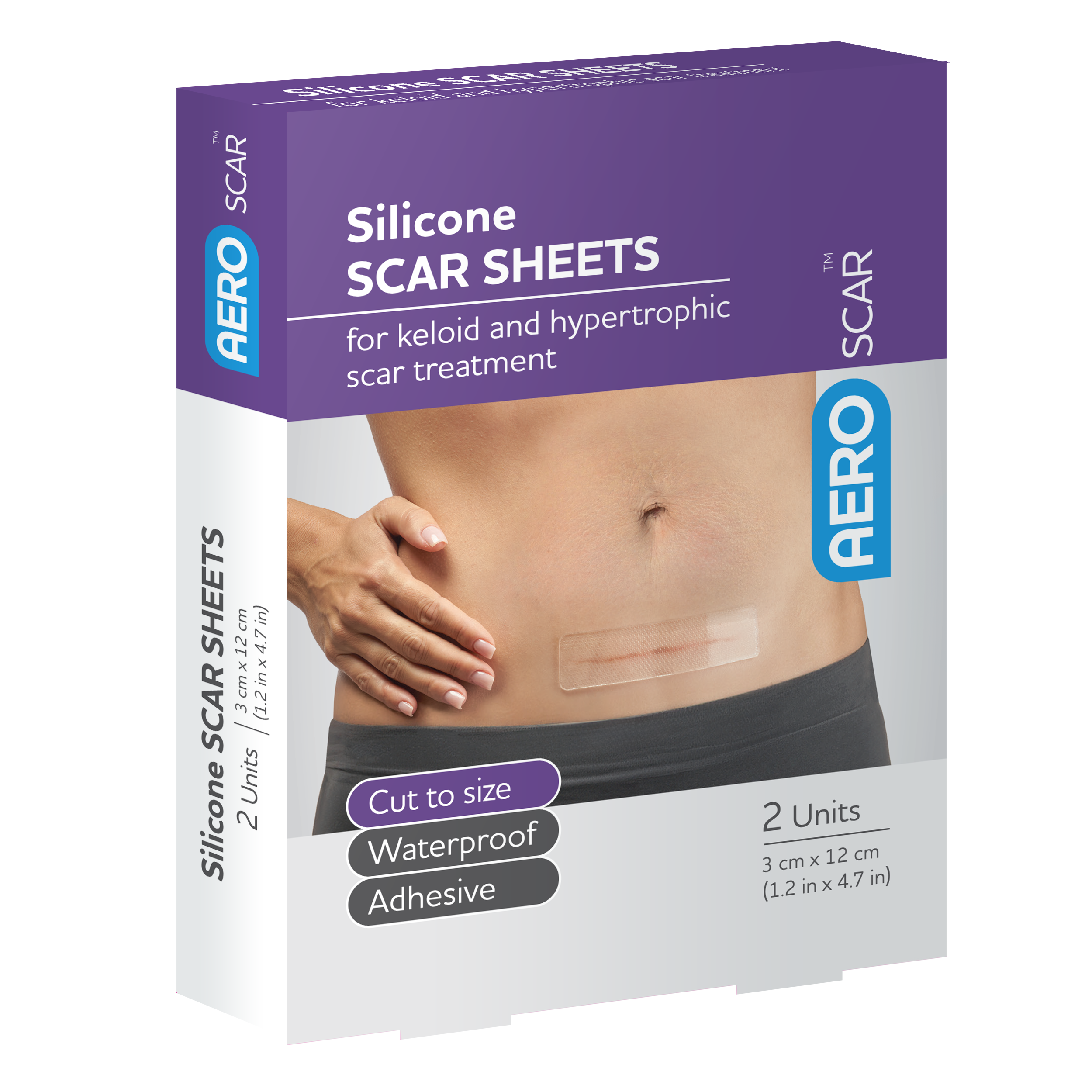 AeroScar Silicone Scar Sheets 3 cm x 12 cm Box/2