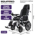 EQUIPMED Power Electric Wheelchair, Long Range, Auto Recline, Lithium Battery, 16" Rear Wheels, Headrest, Folding, Grey/Black