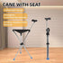 Stainless Steel Walking Stick with Seat Folding Cane Chair for Travel and Outdoor Use