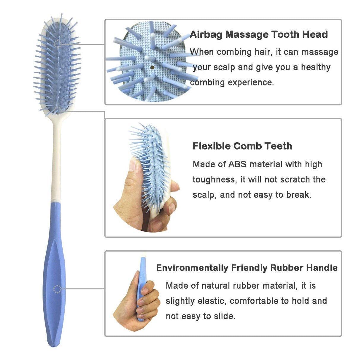 Extra Long Handle Comb Teeth and Brush for Elderly Easy Grip Hair Care Tool