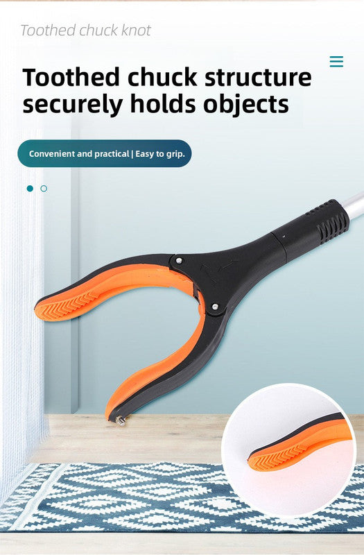 Orange and Black Handle Foldable Grabber Reacher Tool - 83cm Aluminium Litter Picker with Magnetic Tip - Lightweight Mobility Aid for Garden & Home Rubbish Cleanup