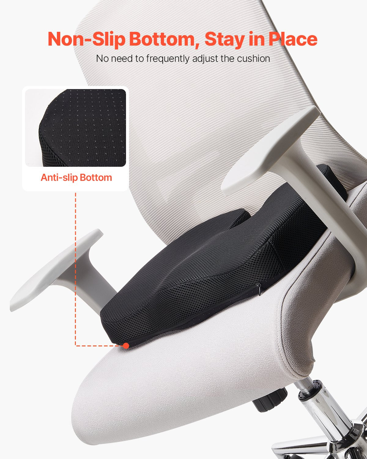 VEVOR Seat Cushion, Memory Foam Seat Chair Cushion for Pressure Relief, Soft & Breathable Wheelchair Seat Pad with Removable Cover for Travel, Office, Car, Airplane - Lightweight and Portable