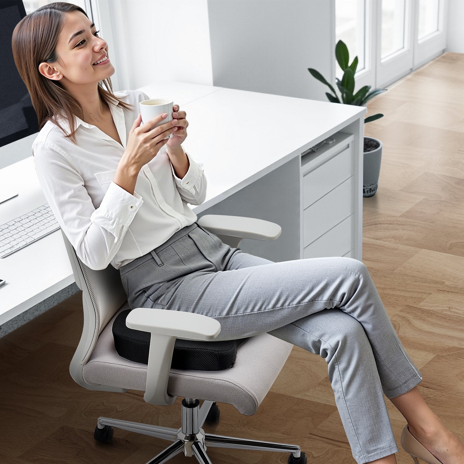 VEVOR Seat Cushion, Memory Foam Seat Chair Cushion for Pressure Relief, Soft & Breathable Wheelchair Seat Pad with Removable Cover for Travel, Office, Car, Airplane - Lightweight and Portable