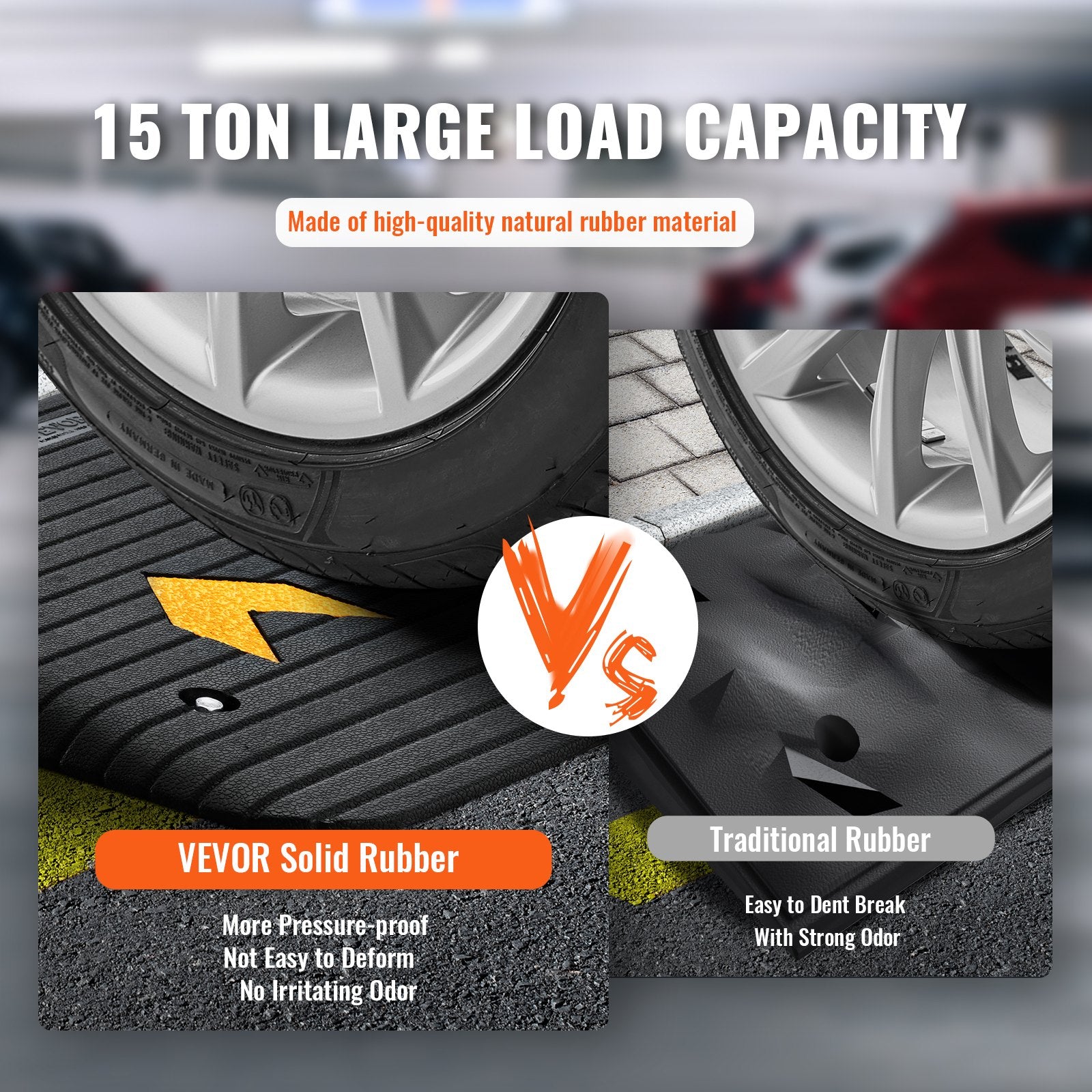 VEVOR Upgraded Rubber Threshold Ramp, 10.2 cm Rise Door Ramp with 1 Channel, Natural Rubber Car Ramp with Non-Slip Textured Surface, 15 tons Load Capacity Curb Ramp for Wheelchair and Scooter