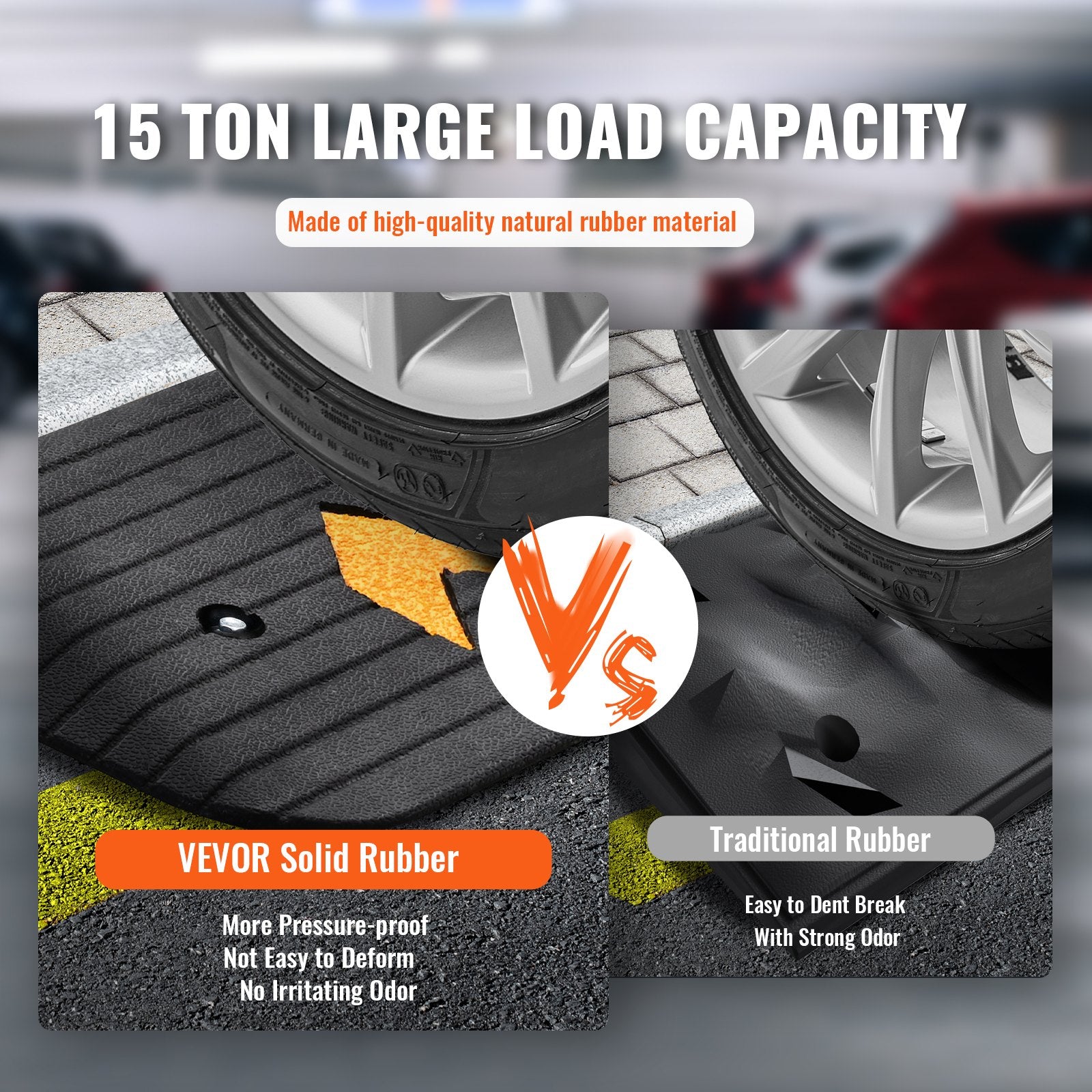 VEVOR Upgraded Rubber Threshold Ramp, 2.5 cm Rise Wheelchair Ramp Doorway, Natural Curb Ramp Rated 15 tons Load Capacity, Non-Slip Textured Surface Rubber Curb Ramp for Wheelchair and Scooter