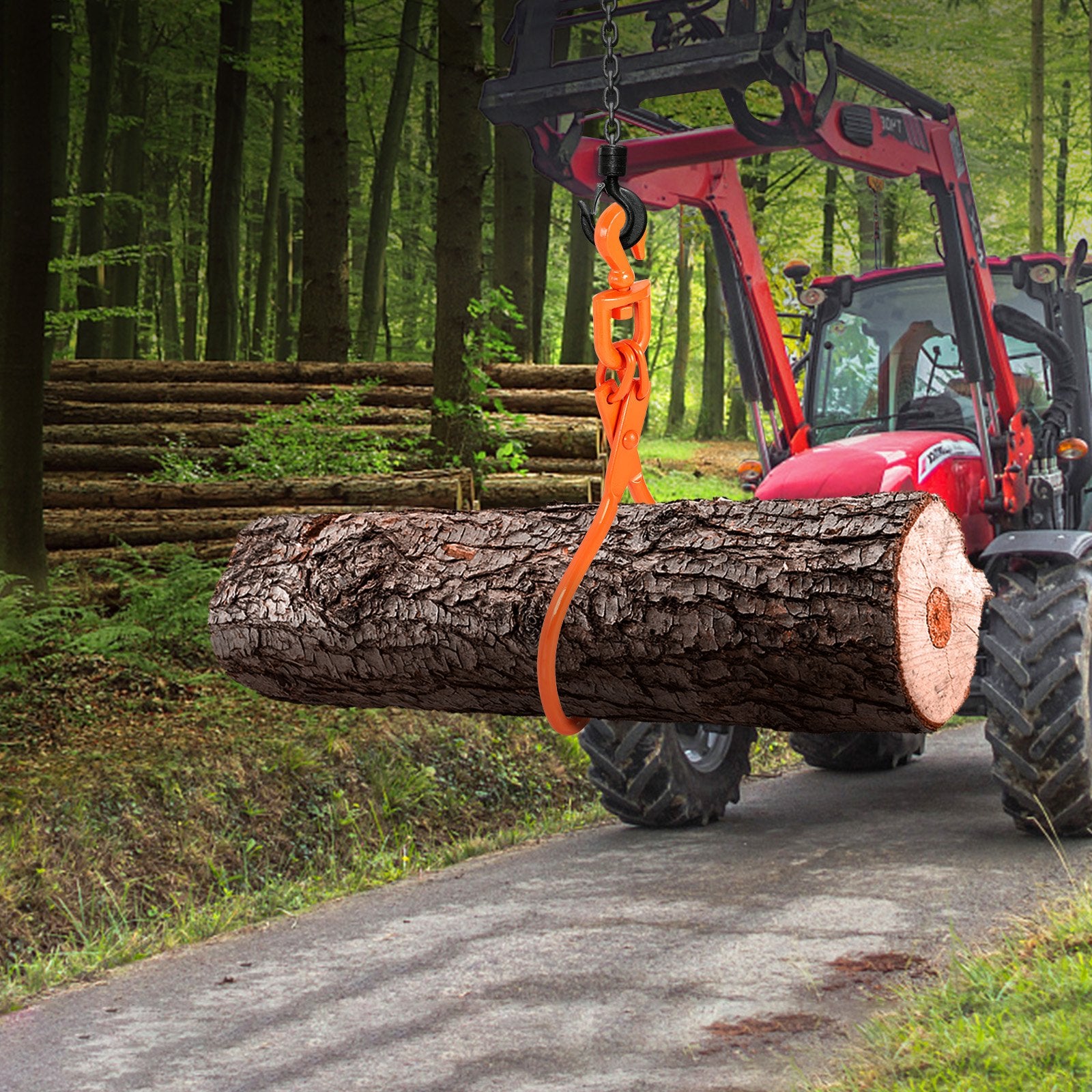VEVOR Log Skidding Tongs, 45.7cm 2 Claw Log Lifting Tongs, Heavy Duty Rotating Steel Lumber Skidding Tongs, 350 kg Loading Capacity, Log Lifting, Handling, Dragging & Carrying Tool