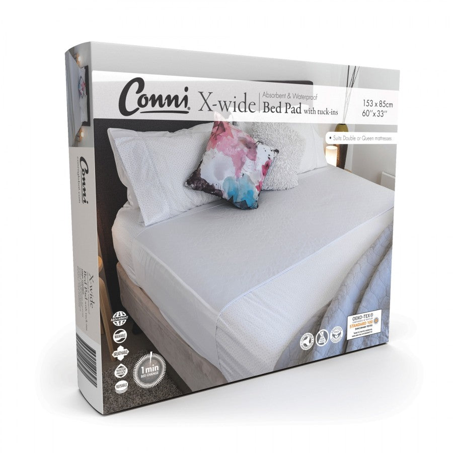 Conni Bed Pad X-Wide Tuck-Ins (White)