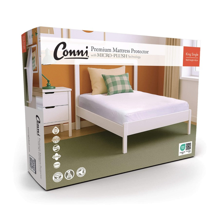 Conni Micro-Plush - King Single Waterproof Fitted Sheet - White