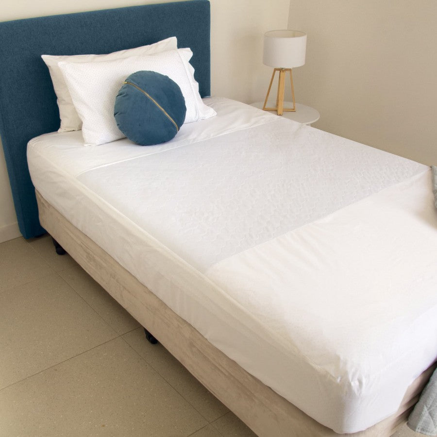 Conni Fitted Bed Pad Sheet - King Single - White