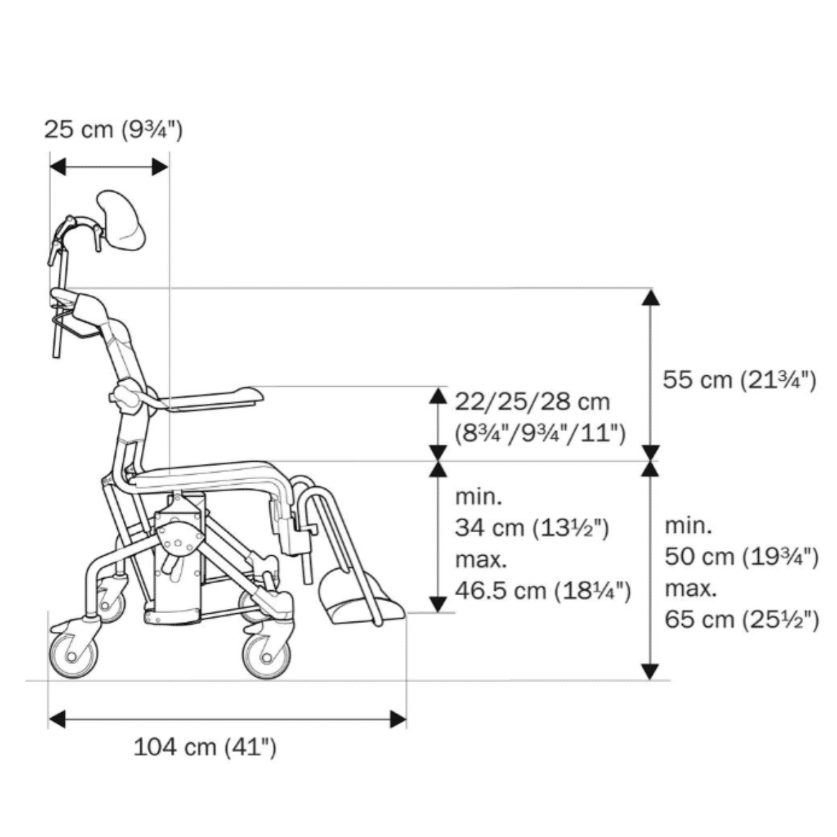 Etac Swift Mobil Tilt-2 Shower Commode with Pan Holder